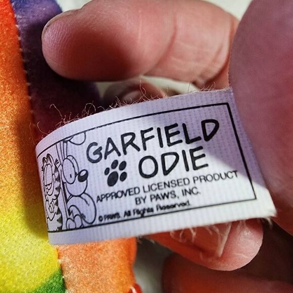 Toy Factory Kid's Rainbow Garfield Odie Tie Dye Plush Stuffed Animal Size 9" - Picture 5 of 6